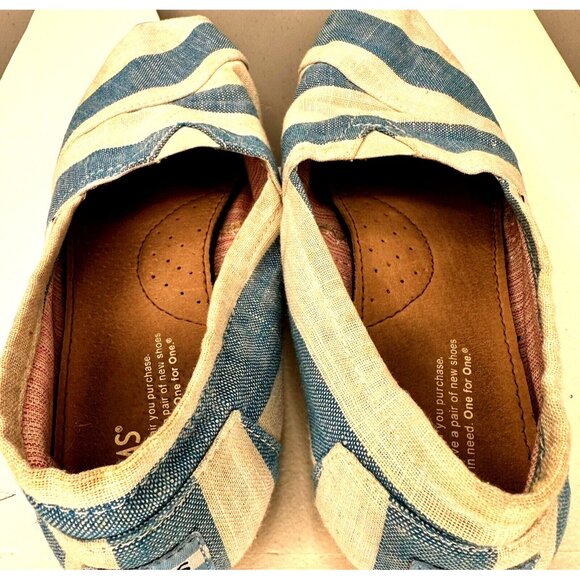 TOMS Womens Shoes Alpargata Original Canvas Classics Blue/White Striped Size 8 - Picture 10 of 12